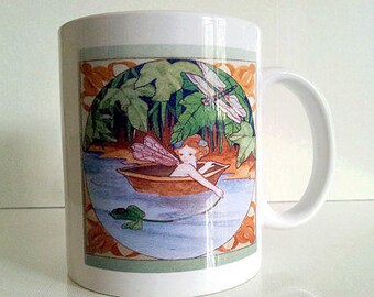 Ceramic Cup Coffee Mug 11oz FAIRY RIVER RIDE Lynne French Art