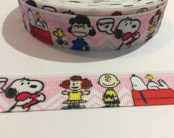 3 Yards of Ribbon - Charlie Brown Snoopy Lucy 1 inch Wide