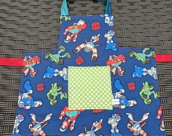 Boys Apron Transformers Rescue Bots Kids Apron Spiderman Boys Apron Kids Art Smock Full Apron Toddler Boys Apron Sz 4T-6