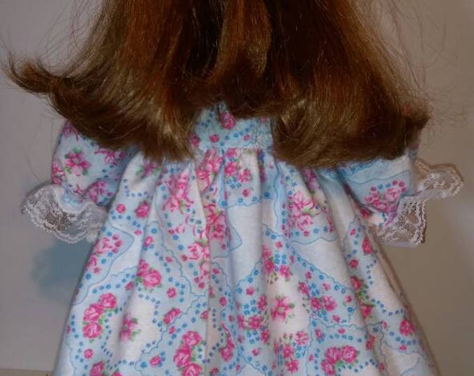 Flannel winter doll robe with pink rose hanky print fits 18 inch dolls