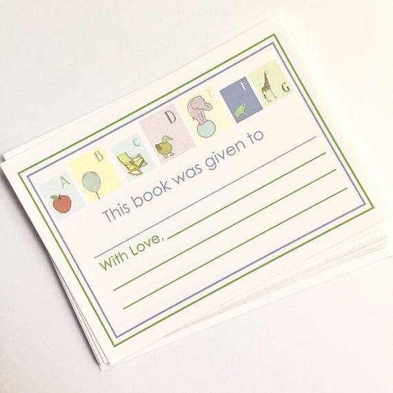 CLEARANCE SALE: ABC Baby Shower Bookplates (set of 24) Il_570xn