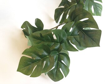 Faux split leaf philodendron, philodendron garland, philodendron plant, monstera plant, tropical decor, jungalow decor, fake philodendron