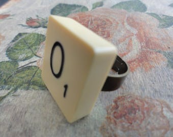 Letter "O" Recycled Scrabble Tile Ring - Adjustable