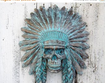 ON SALE Indian Chief~Indian Chief Wall Art~Bohemian~Tribal~Native American Decor~Patina