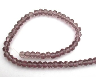 195 - Set of 10 light champagne faceted glass beads
