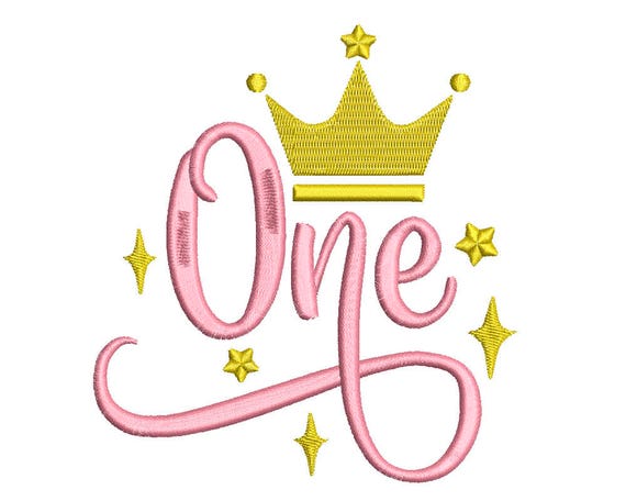 First Birthday One Number 1 Crown Machine Embroidery