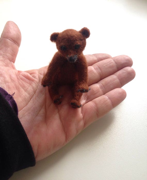 Needlefelted Animal/Needle Felted Baby Bear/Brown Bear /Felted