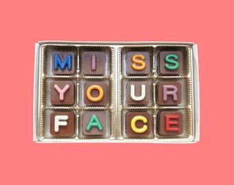 Long Distance Friendship Gift for Her Best Friend Gift Her BFF Gift Relationship Boyfriend Gift Him I Miss Your Face Chocolate Message