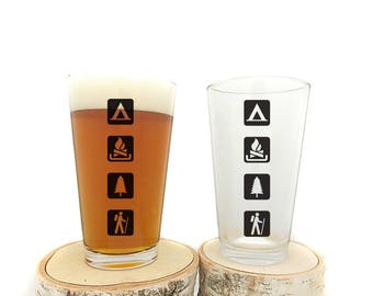 Wilderness Area Pint Glasses - Screen Printed Glassware - Set of two 16oz. Pint Glasses