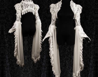 Shrug Nimbata ivory, off white, elven bolero, angelic, fantasy wedding, sample pre-sale, approx size S, Somnia Romantica by Marjolein Turin