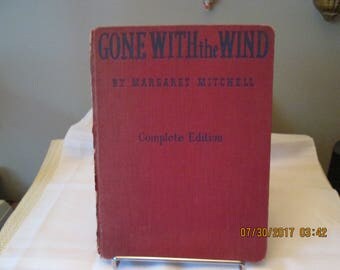 Vintage Book Gone With The Wind, Margaret Mitchell, Motion Picture Edition Macmillan Co 1940, Old Hardcover Book