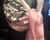 Vitage Styled brocade Sheer pink wrap Shawl
