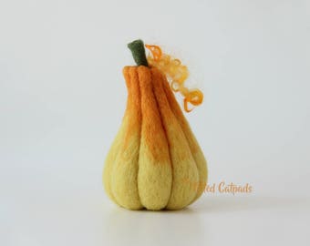 Pumpkin Yellow Orange Needle Felted Wool Fall Felt Thanksgiving Decor Halloween