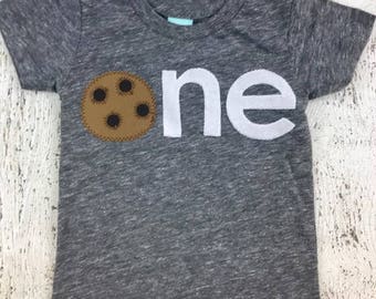 Cookie shirt, boy's birthday shirt, Ready to Ship first birthday shirt, size 12/18 , one shirt, cookie shirt, cookie party, cookie birthday