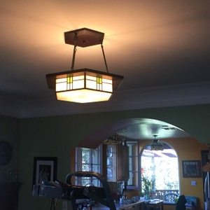 Dining Room Light Fixture Mission Style Vintage Style Glass