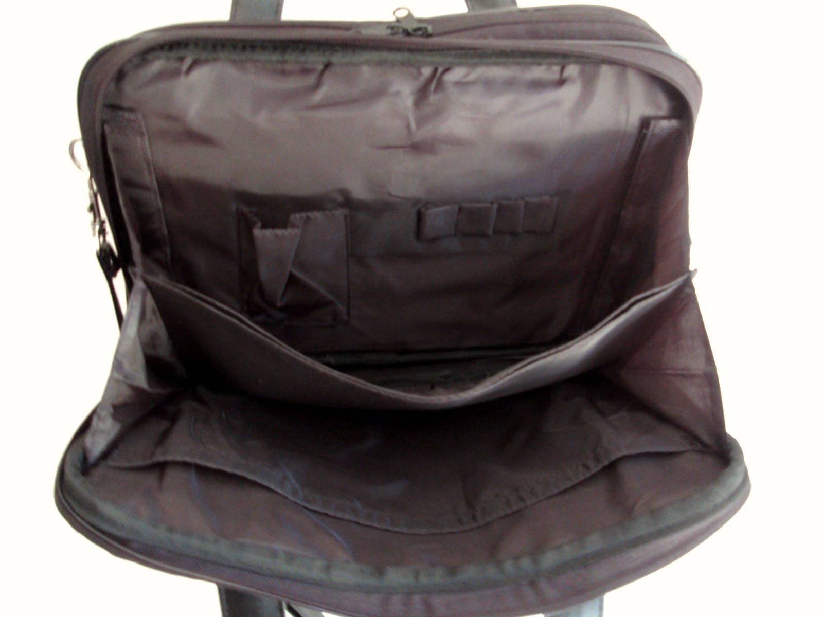 black leather briefcase book bag organizer pockets messenger