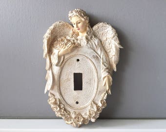 Angel Lightswitch Cover Plate - Angel Wings Wall Decor Guardian Angel Religious Decor Angel Figurine Spiritual Gift Religious Gifts Vintage