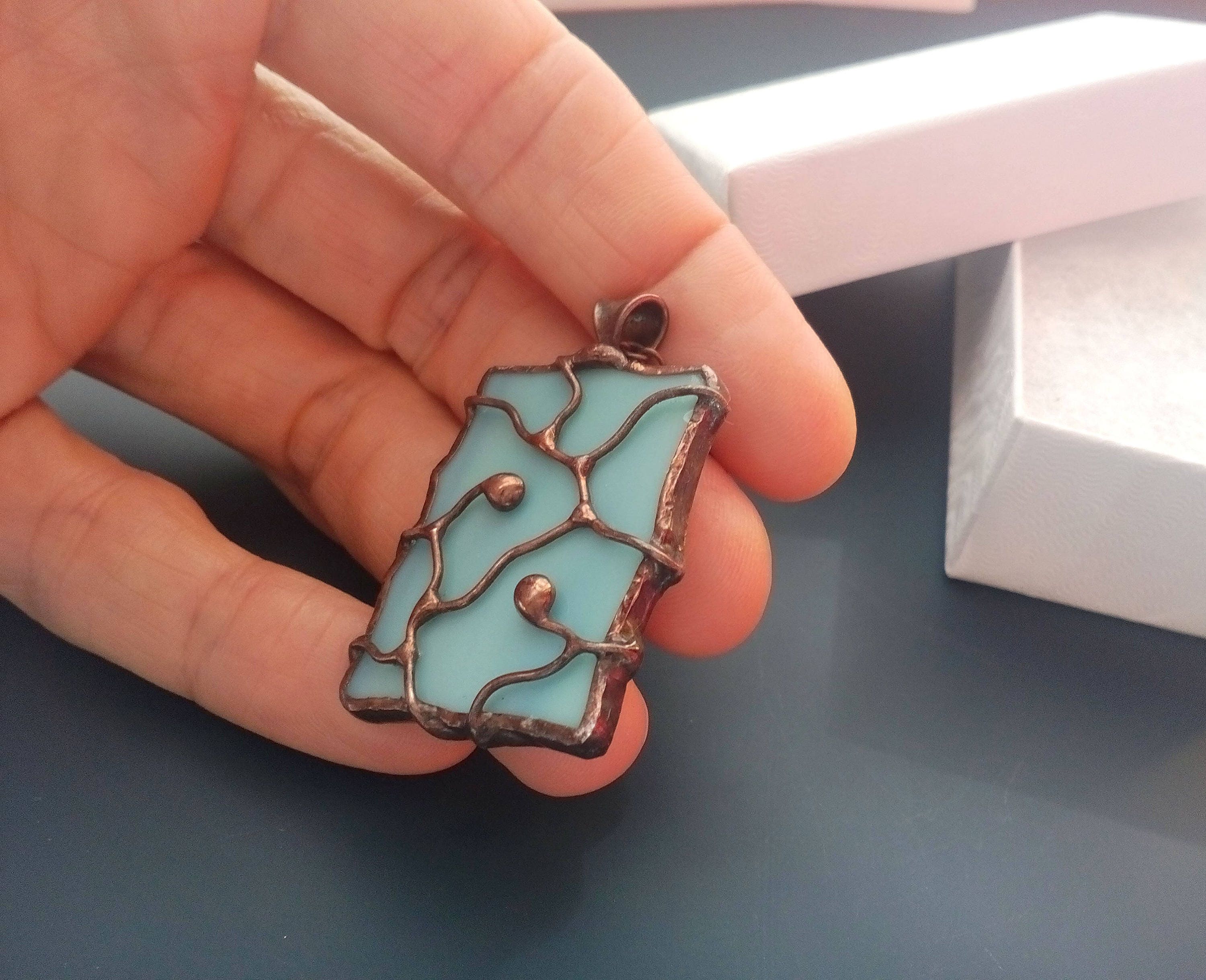 Stained glass jewelry wire necklace contemporary jewelry