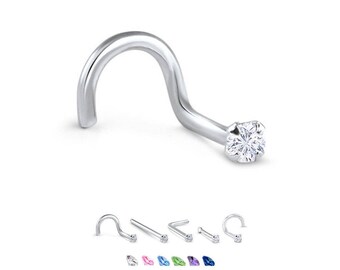 Titanium Nose Ring, Stud, Screw or L Bend, 1.5mm Round. Choose Your Color Style and Gauge 18G, 20G. Backing Included.