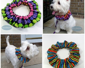 Party Time Spots or Stripes Dog Scrunchie Neck Ruffle, Pet Scrunchie Ruffle