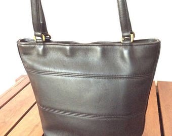 15%OFF VACATION SALE Vintage Genuine Coach Black Leather Tote Shoulder Bag Made in the United States
