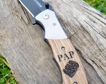 Father's Day Gift - Custom Pocket Knife - Fingerprint Gift - Personalized Dad Gift - Memorial Gift - Engraved Knife - Memorial Knife