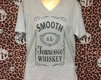 Smooth as Tennessee Whiskey Soft VNeck T Shirt Adult Small-Adult 2XL
