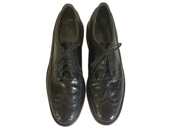 Vintage Florsheim Imperial The Worthmore Blucher Derby Shoe Black Oxford Shoe Men Dress Shoe Wingtips Men Oxford Shoe