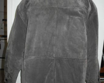 Big Tall 2XL Suede Car Coat STOCKY Mens Jacket Brown Gray Pelle Cuir Leather 50 52 Autumn fall Winter Insulated lining