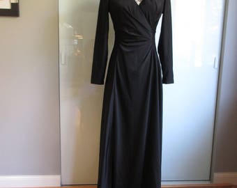The Eva Gabor Look By Estevez Floor Length Black Gown Early 1970s Glamour