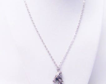 Silver Plated Roller Skate Charm Pendant Necklace