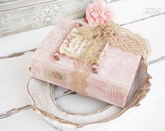 Fairytale Wedding Guest Book,Pale Pink, Gold, Photo album, Shabby Chic Wedding, Custom Wedding Photo Booth album