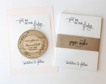 A2 Save the Date Magnet Backing Cards - set of 25 - put me on your fridge card invitation to follow card save the date card