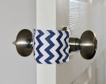 Navy Chevron door latch cover for classrooms, school, teachers, school rooms.