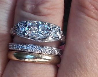 Edwardian Engagement Ring - Antique Engagement Ring - Art Nouveau Style Engagement Ring