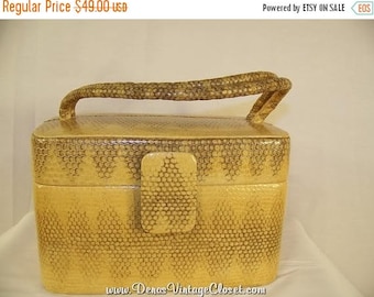 60% OFF Clearance Sale Vintage Katherine Kristi Yellow Reptile Box Handbag Purse