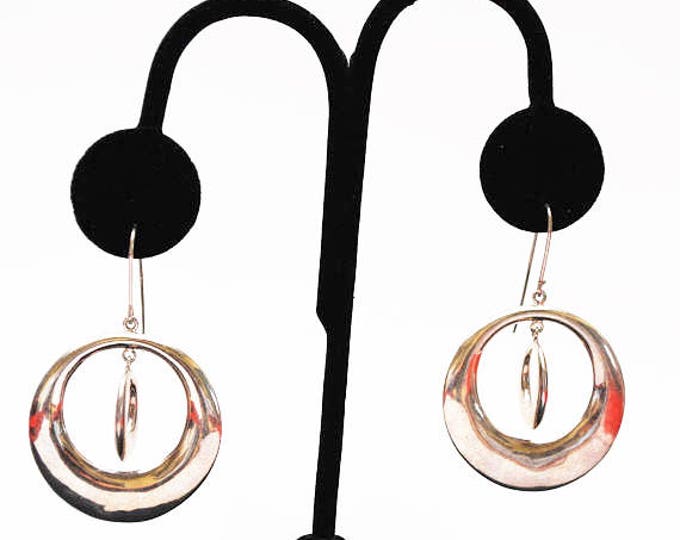 RLM Studio Sterling Dangle Hoop Earrings - Pierced double circle - Calder Style Modernistic Earring - Robert Lee Morris