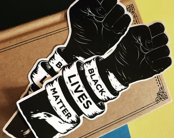 Black Lives Matter Vinyl Sticker, Raised Fist Sticker, Peace Decal, Laptop Decal, Bumper Sticker, Political Sticker, Democracy, Politics
