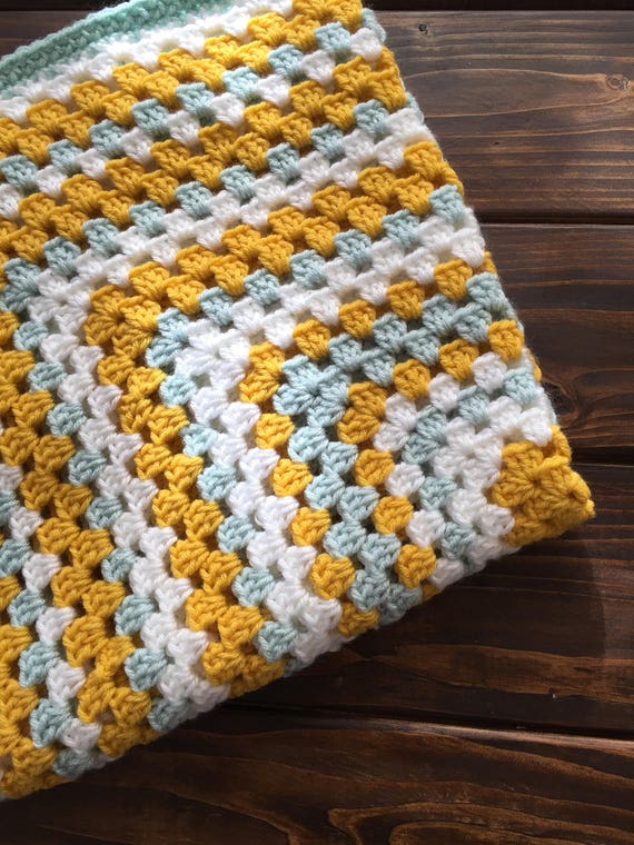 Items similar to Crochet Stroller Blanket Granny Square Vintage Styled ...