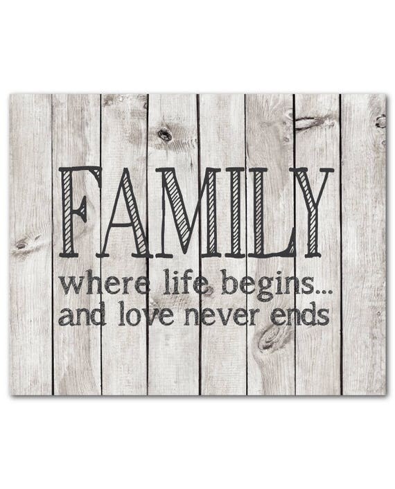 Family where life begins...and love never ends Typography