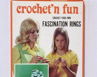 Vintage 1972 Craft House Crochet'n Fun Fascination Rings #717 Pearl Moon Drops Factory Sealed
