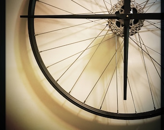 Bicycle Wheel Clock, Large Wall Clock, Bike Gift For Men, Cyclist Gift, Steampunk Wall Clock, Industrial Decor, Unique Wedding Gift