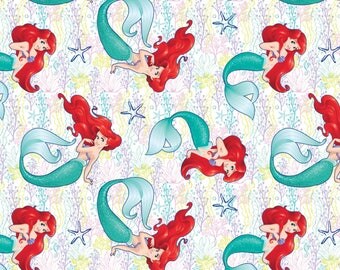 Little Mermaid Fabric - Ariel Fabric - Dream - Spring Creative Licensed - Disney Fabric - Mermaid Fabric - Disney's Little Mermaid