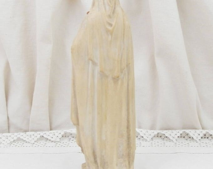 Antique French Religious Statue of Saint Teresa Chalkware Plaster of Paris, St Therese of Lisieux in Normandy Catholic Christian Sculpture