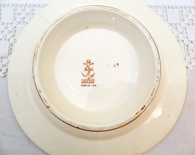 Antique French Ironware / Terre de Fer Cake Stand by Clairefontaine 1880 Japanned Pattern, Footed Serving Plate, Fruit Bowl, Tazza, Comport