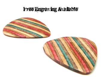 Skateboard Wood Guitar Pick Set, Recycled Skateboard Guitar pick, Wooden Guitar, Wooden Plectrum, Guitar Pick Gift Set, Guitarist Gift