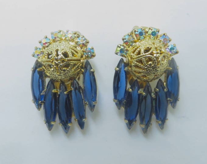 Juliana Brooch Set, Clip Earrings, Montana Blue Book Piece, Verified D & E