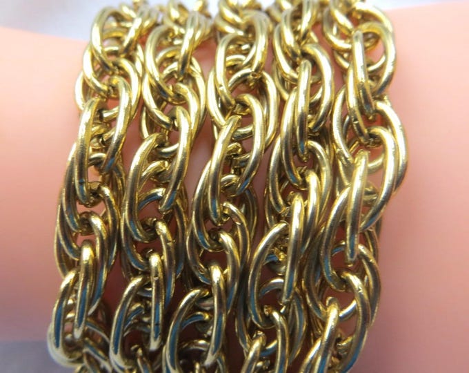 Vintage Chain Link Bracelet, Five Gold Chains, Chunky Statement Bracelet