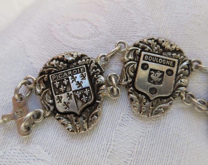 French Souvenir Bracelet, Provincial Towns, Vintage French Jewelry, French Link Bracelet