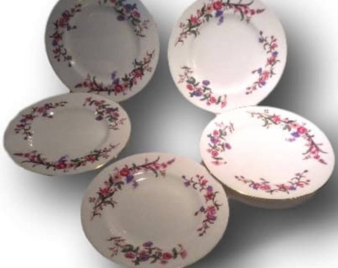 Set of 5 Vintage Wedgwood "Devon Sprays" Bread Butter Plates W4076 England